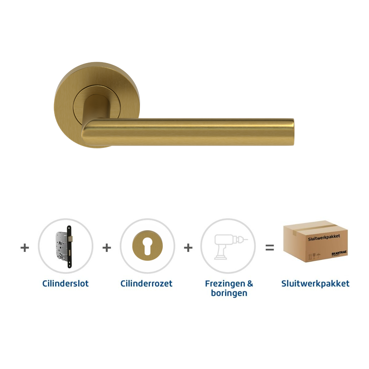 Sluitwerkpakketten met Deurkruk Orbit 19 Regular Mat Messing